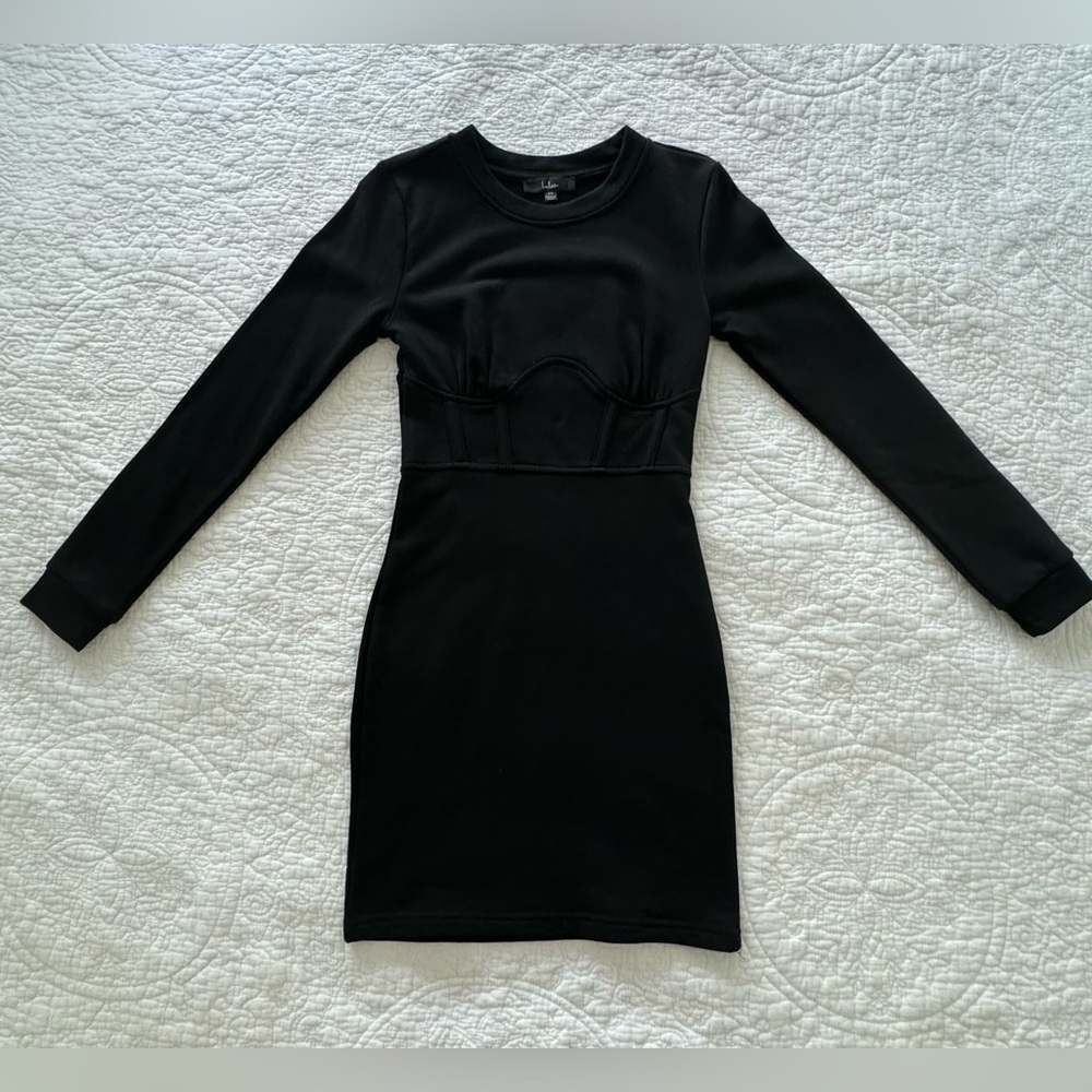Lulus Long Sleeve Black Corset Dress